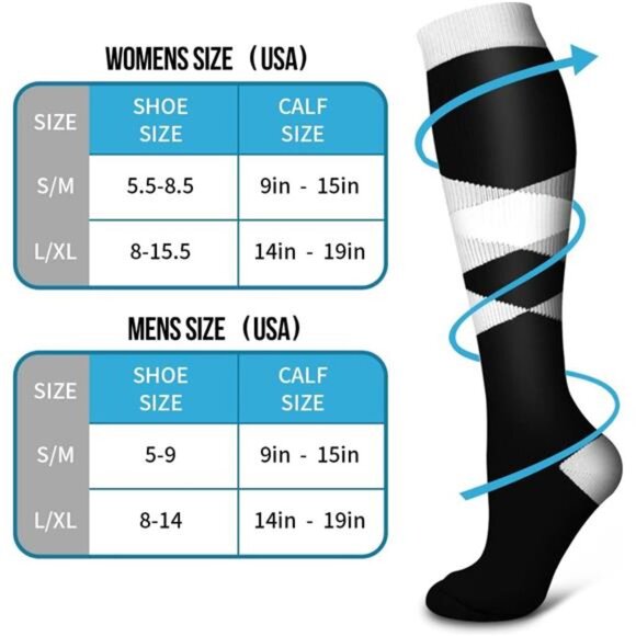 Copper Compression Socks for Women & Men (6 pairs) - Best Support for Nurses - Picture 6 of 7